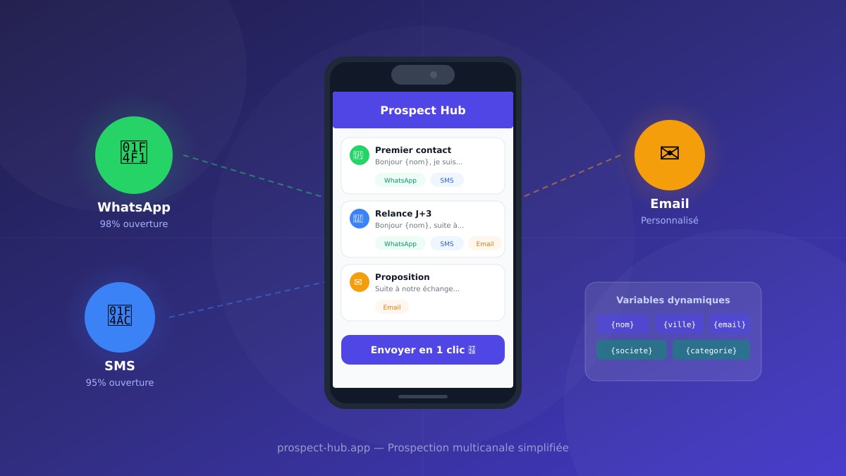 Envoyer des messages WhatsApp, SMS et Email à vos prospects en 1 clic